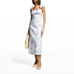 Zimmermann Postcard Tie Shoulder linen midi dress, size 1